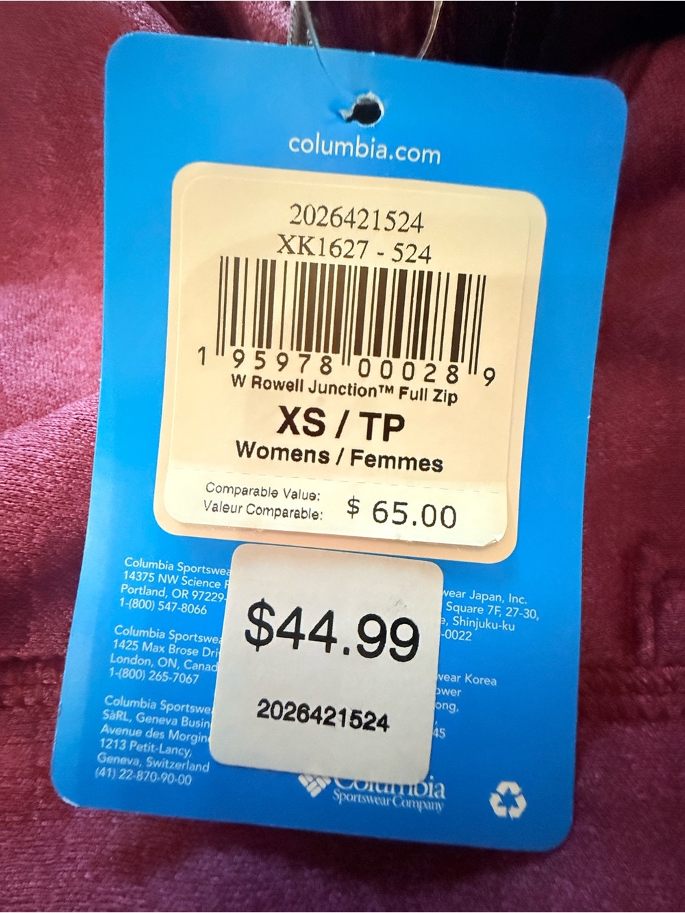 Columbia Women’s Purple Full-Zip Fleece Jacket - Picture 6 of 7